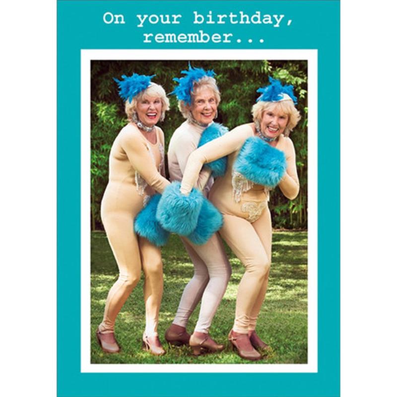 3 Women with Blue Muffs on Hands Funny / Humorous Feminine Birthday Card for Her : Woman : Women