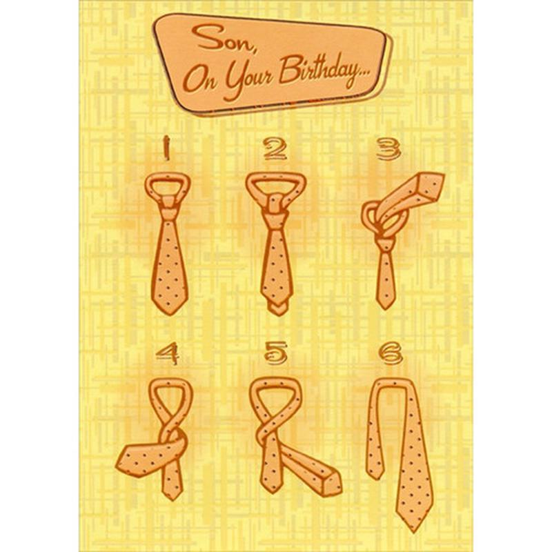 6 Steps For Neck Tie Funny / Humorous Birthday Card for Son
