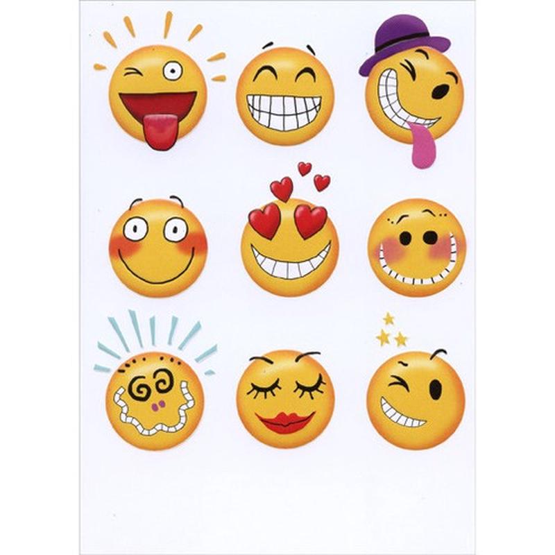 9 Emoticons Funny Birthday Card