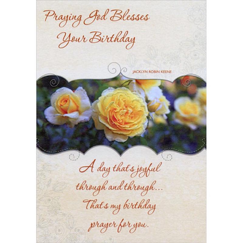 A Day That\'s Joyful: Yellow Flowers Religious Birthday Card