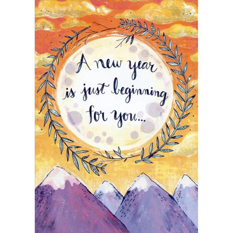 A New Year Just Beginning Purple Mountains Difficult Time Birthday Card