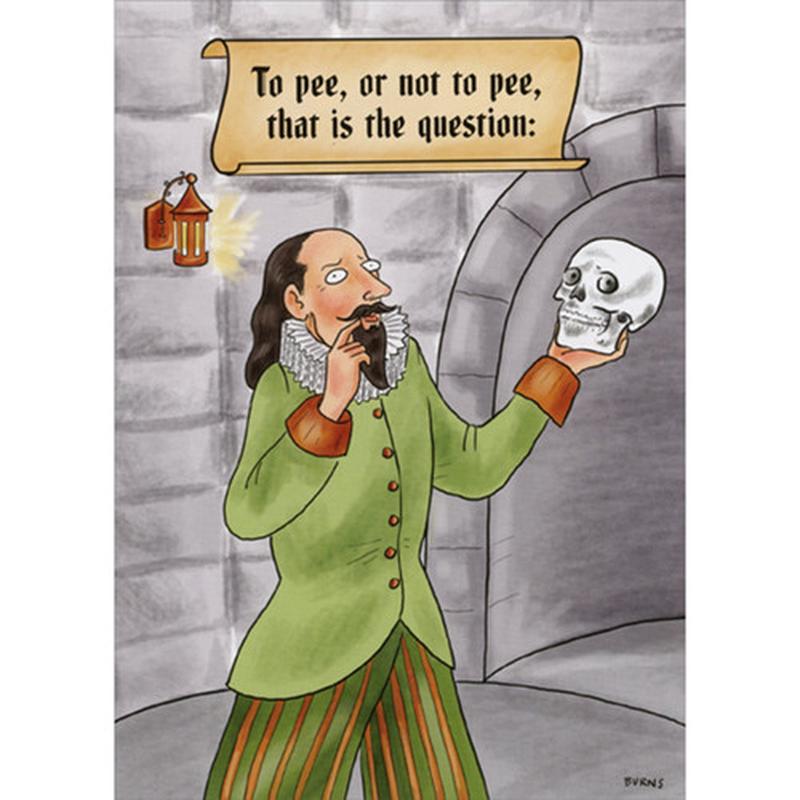 Actor Holding Skull: To Pee or Not to Pee Funny / Humorous Birthday Card