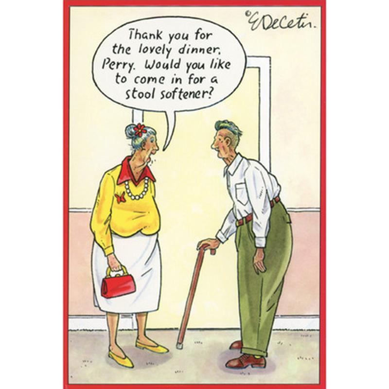 After Dinner Stool Softener: Old Lady and Man Funny / Humorous Birthday Card
