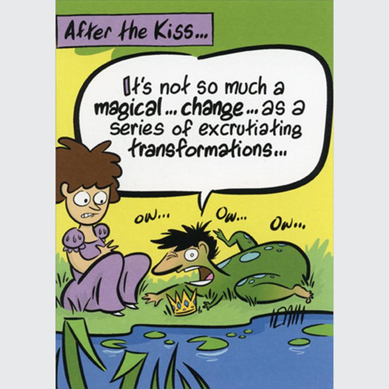 After the Kiss: Frog Transforming into Prince Funny / Humorous Getting Older Birthday Card for Man : Him