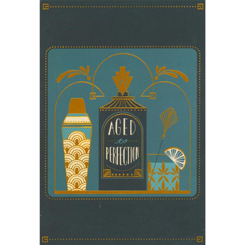Aged to Perfection: Bottle, Cocktail Shaker and Glass Birthday Card for Man