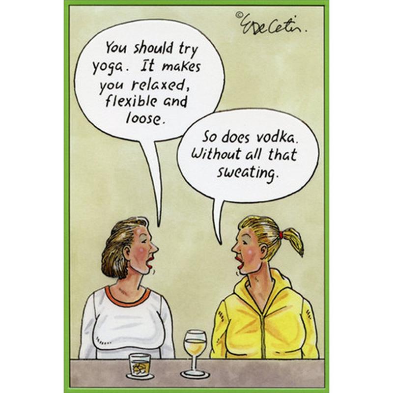 Yoga vs Vodka Eric Decetis Funny / Humorous Feminine Birthday Card for Her