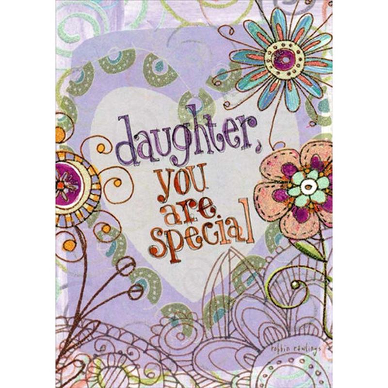 You Are Special : Sparkling Purple and Blue Flowers Birthday Card for Daughter