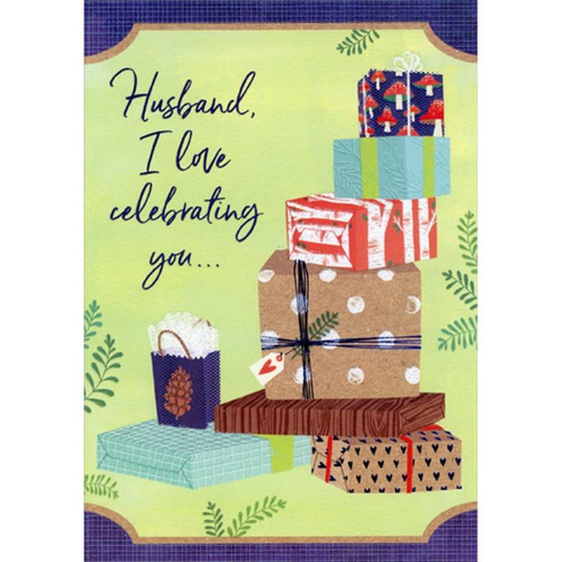 You Deserve the Best: Stack of Presents Birthday Card for Husband