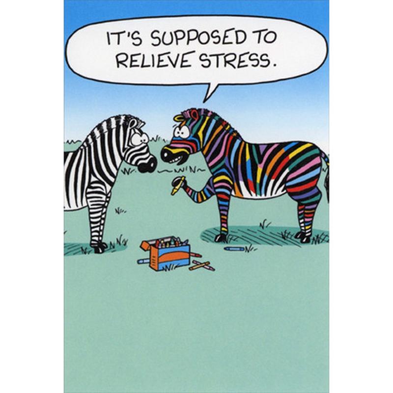 Zebra with Crayons Humorous / Funny Birthday Card