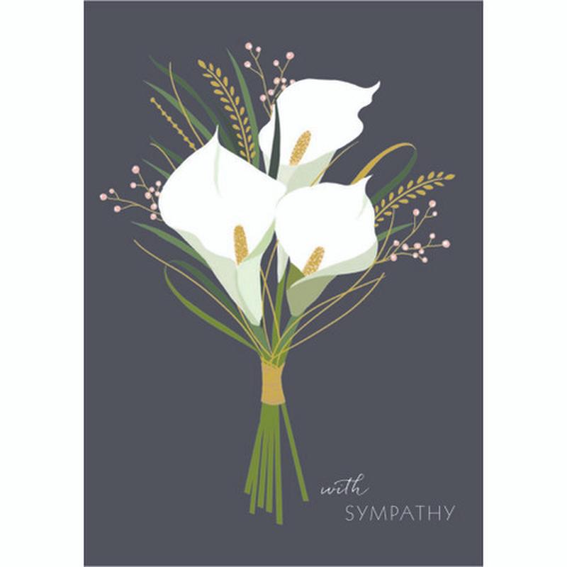3 Embossed Lilies on Mocha Background Sympathy Card
