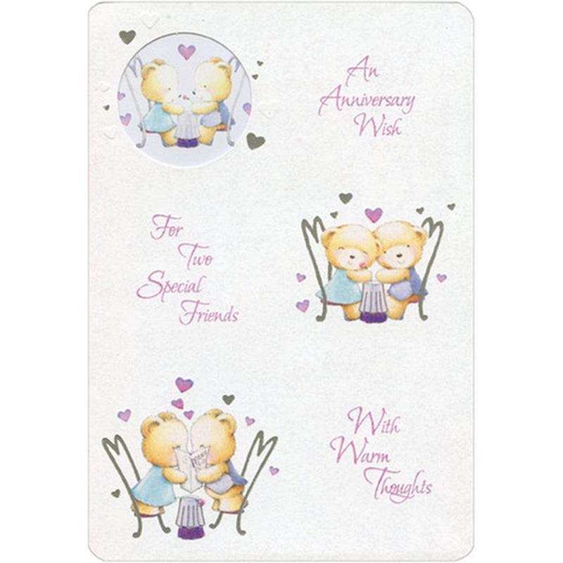 3 Illustrations of Bears at Restaurant Table Die Cut Window Wedding Anniversary Congratulations Card for Friends