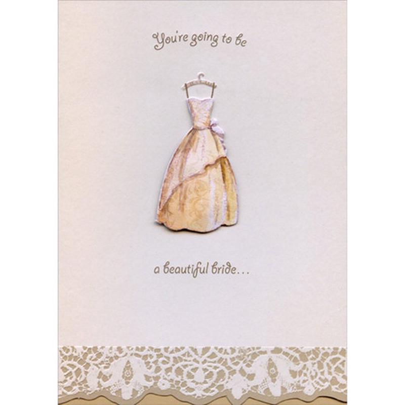3D Die Cut Tip On Gown on Hanger Hand Decorated Designer Boutique Keepsake Bridal Shower Congratulations Card