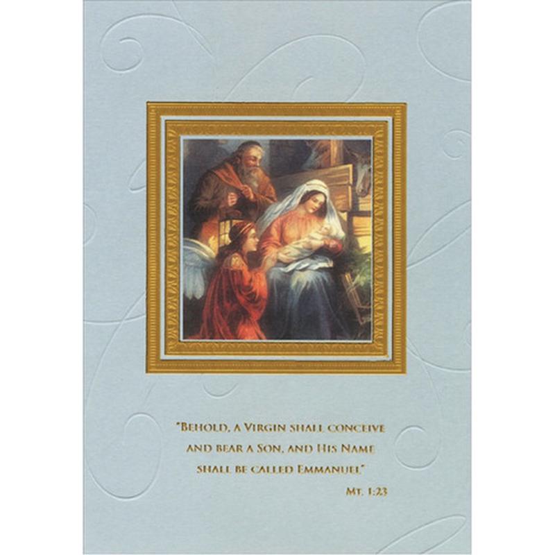 Angel Kneeling by Mary and Baby Jesus Religious Box of 18 Christmas Cards