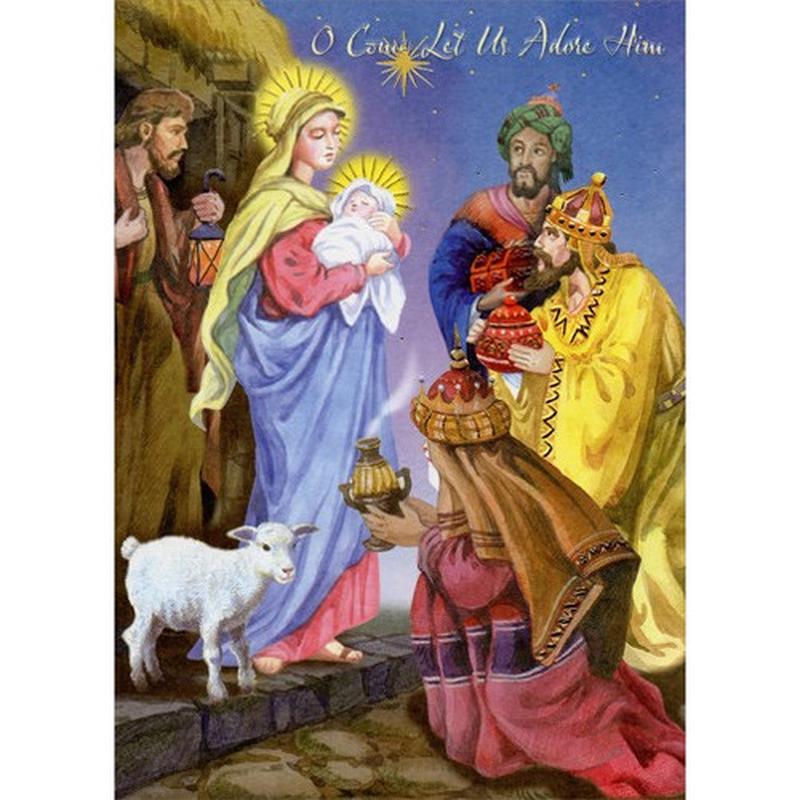 3 Kings: Come Let Us Adore Him Box of 18 Religious Christmas Cards