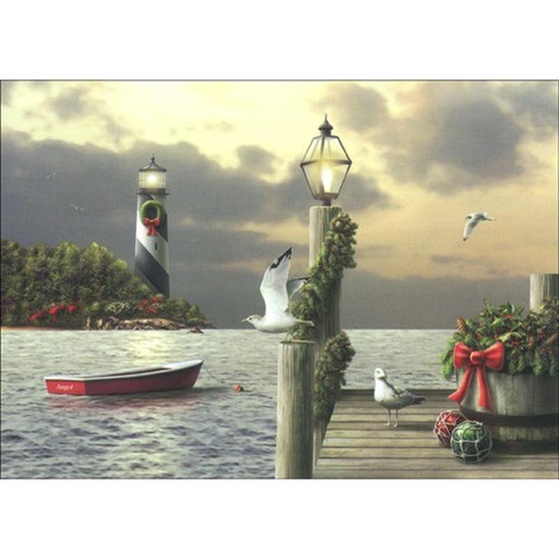 A Moment in Time Box of 18 Lighthouse Holiday Cards