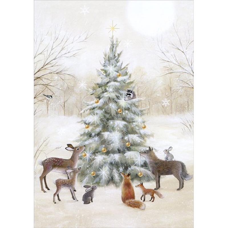 Animals Decorating the Tree: Box of 16 Sarah Summers Christmas Cards