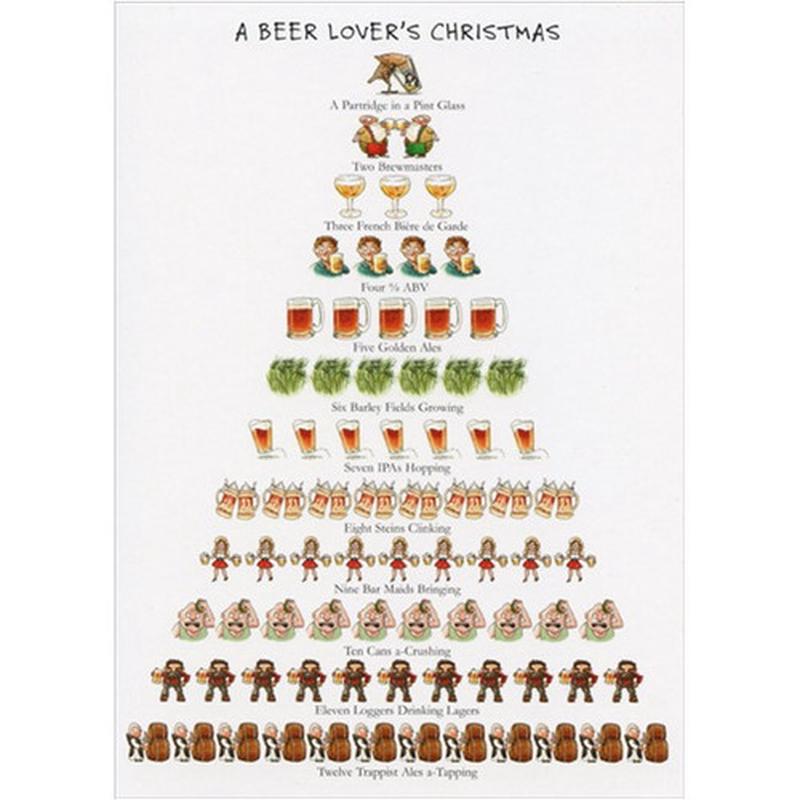 Beer Lover\'s 12 Days of Christmas Box of 15 Christmas Cards
