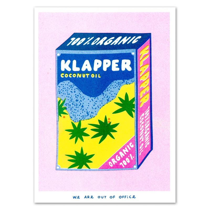 A Risograph Print of Klapper Organic Coconut Oil