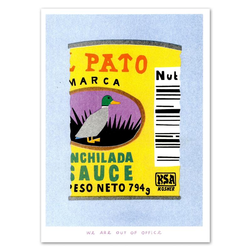 A Risograph Print of A Can of Enchilada Sauce