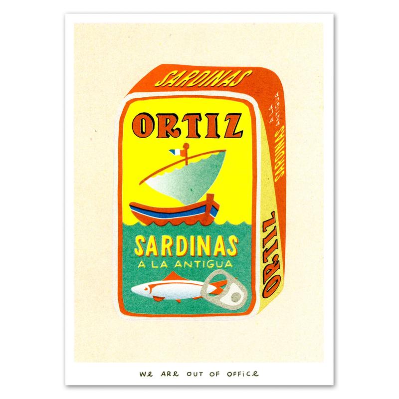 A Risograph Print of A Can Full of Sardinas