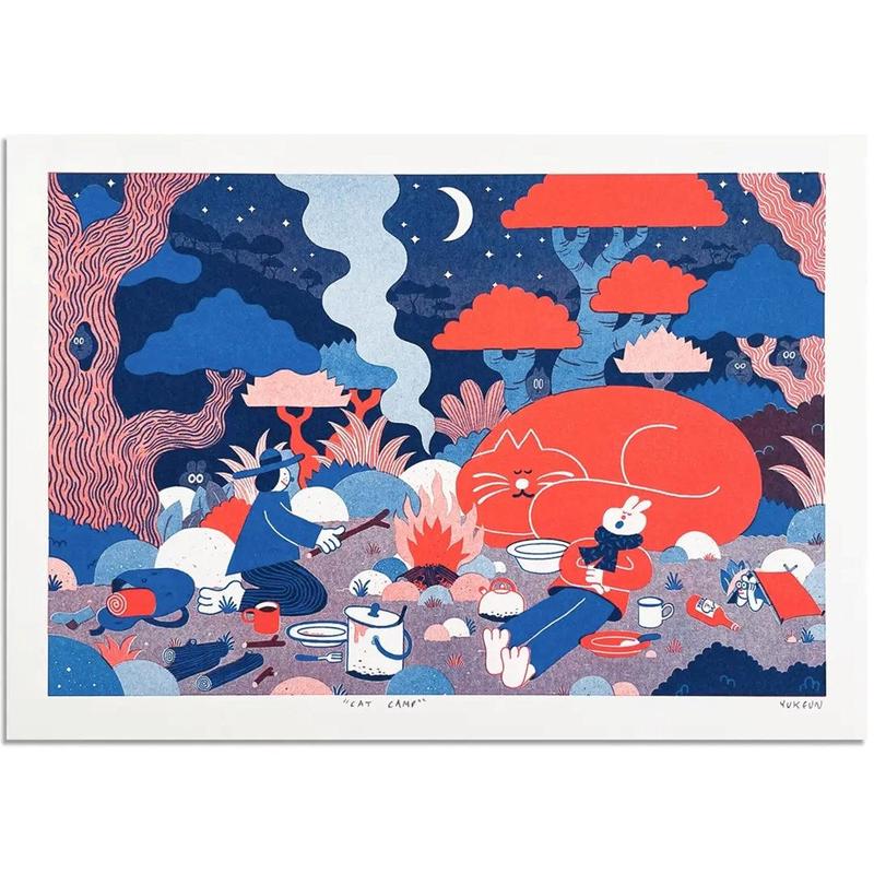 Cat Camp Riso Art Print - Default Title