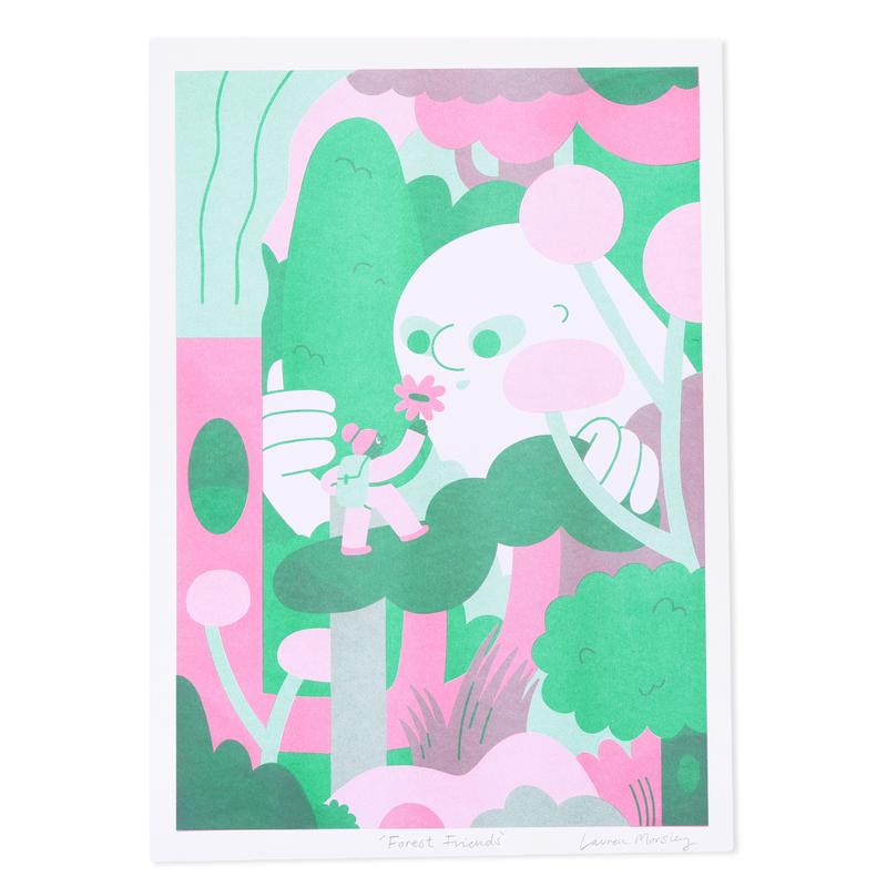 Forest Friends A3 Risograph Print